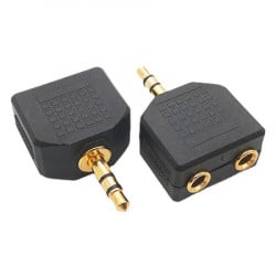 XWave adapter sa 1x 3.5mm konektora (muški) na 2x3.5mm konektora (ženski)/crni ( Adapter Y audio 3.5mm--> 2x3.5mm )