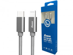 Xwave kabl TIP-C-muški - LIGHTNING(za iPHONE -muški)/dužina 2m/3A/Aluminium /tamno sivi upleteni ( TIP-C za iPhone 2m 3A Al dark grey mesh - Img 2