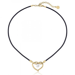 Ženska majorica amour crna kožna gold Čelična ogrlica sa bisernim privezkom 8 mm ( 16163.01.0 000.010.1 ) - Img 2