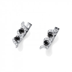 Ženske oliver weber paso 925ag crystal black srebrne mindjuše sa swarovski crnim,belim kristalom ( 62088.bla )