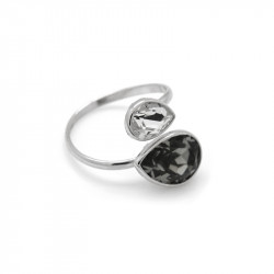 Ženski victoria cruz essential double black diamond prsten sa swarovski crnim kristalom ( a3097-02a ) - Img 1