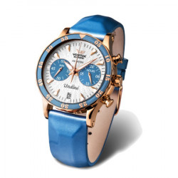 Ženski vostok europe lady line undine chronograph plavi sportski sat sa gumenim i 2 kožna kaiša ( vk64/515b527k ) - Img 3