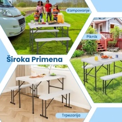 Alberg - Set sto i dve klupe na sklapanje sa metalnom konstrukcijom ( AL-SET100 ) - Img 4