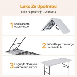 Alberg Sklopivi sto 122x61x74 cm sa metalnom konstrukcijom ( AL-ST120 ) - Img 8