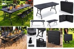 Alberg Sklopivi sto 180x74x74 cm sa metalnom konstrukcijom u crnoj boji ( AL-ST180-BK ) - Img 3