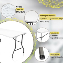Alberg Sklopivi sto 240x74x74 sa metalnom konstrukcijom ( AL-ST240 ) - Img 14
