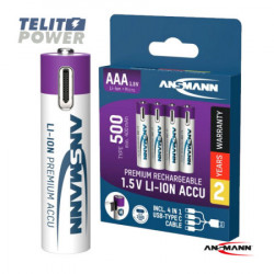 Ansmann punjiva Li-Ion 1.5V 500mAh AAA sa USB tip C ulazom za punjenje 4 komada ( 4201 ) - Img 1