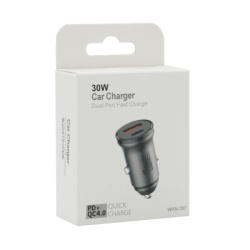 Auto punjac 30w usb-a + type-c ulaz sa usb-a na type-c kablom sivi ( A722 )-2