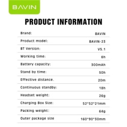 Bavin Earbuds Wireless slušalice + kabl type-C bela ( 90211 )-5