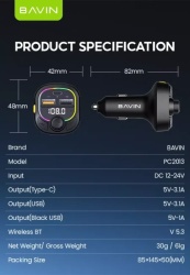 Bavin FM Transmiter/ Auto punjač RGB ambient ( 90902 )-2