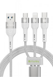 Bavin kabl 18W 3 in 1 micro, type-c, lightning bela ( 90117 ) - Img 1