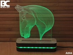Black Cut 3D Lampa sa 8 različitih boja i daljinskim upravljačem - Konj ( A004 ) - Img 1