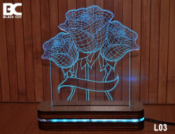 Black Cut 3D Lampa sa 9 različitih boja i daljinskim upravljačem - Ruže ( L03 ) - Img 5