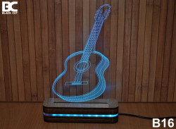 Black Cut 3D Lampa sa 9 različitih boja i daljinskim upravljačem - Gitara ( B16 ) - Img 6