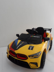 BMW MOTO SPORT - Žuti Auto na akumulator sa kožnim sedištem + funkcija ljuljanja - Img 2