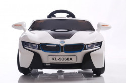 BMW Sport Auto za decu na akumulator sa kožnim sedištem i mekim gumama - Beli - Img 2