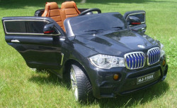 BMW X5 M auto za decu na akumulator sa kožnim sedištem i mekim gumama (1588) - crni - Img 3