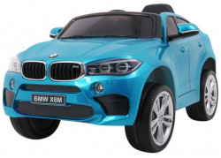 BMW X6 Licencirani model 229-1 Auto za decu sa kožnim sedištem i mekim gumama - Metalik plavi - Img 1