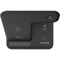 Canyon WS-302, 3in1 Wireless charger QC18W EU plug Black ( CNS-WCS302B )  - Img 3