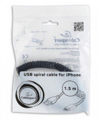 CC-LMAM-1.5M USB sync and charging spiral cable for iPhone, 1.5 m, black - Img 1