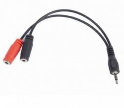 CCA-417 Gembird 2x 3.5 mm(slusalice i mikrofon) adapter na 1x 3.5mm(4 pin) cable, 0.2 m crni - Img 1