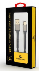 CCB-mUSB2B-AMCM-6 Gembird Cotton braided Type-C USB cable with metal connectors, 1.8 m, black A FO - Img 3