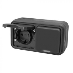 Commel dvopolna utičnica dvostruka 16a,250v ip55, antraci ( c043-112 )