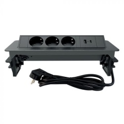 Commel pop-up uticnica 3-struka, usb a+c l=2 m, crna ( c235-102 )