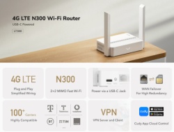 Cudy LT300 4G LTE N300 Wi-Fi Router,USB-C Power Input, 2.4GHz, 300Mbps