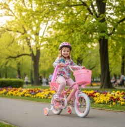 Deciji bicikl sa pomoćnim točkovima Pony Bike 723-12 roze
