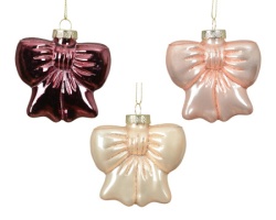 Dekordom dekoracija - hanging bow glass 8.7cm 123940 - rose - kmg ( 045665 )