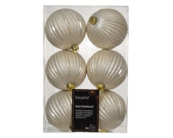 Dekordom novogodišnja dekoracija - hanging bauble set 6pcs 8cm 021047 - pearl - kmg ( 043290 )-2