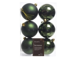 Dekordom novogodišnja dekoracija - hanging bauble set mix 6pcs 8cm 022157 - pine green - kmg ( 043297 )-2