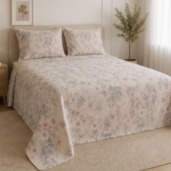 DekorDom prekrivač set bloom 200x220 / 2pcs 50x70+5 - beige/lilac ( 025819 )