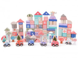 Eco Toys drvene edukativne kocke city sa podlogom 115 komada ( HM015220 ) - Img 1