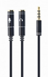Gembird 2x 3.5 mm(slusalice i mikrofon) metalni adapter na 1x 3.5mm(4 pin) cable, 0.2m crn CCA-417M - Img 1
