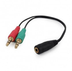 Gembird 3.5mm headphone mic audio Y splitter cable female to 2x3.5mm male adapter CCA-418 - Img 1