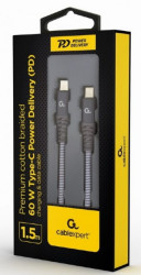 Gembird CC-USB2B-CMCM60-1.5M 60 W Type-C Power Delivery (PD) premium charging & data cable, 1.5m