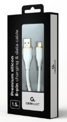  Gembird cc-usb2s-am8pm-1.5m-w Premium silicon 8-pin cable charging and data cable, 1.5 m, white-1