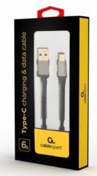 Gembird cotton braided type-C USB cable with metal connectors, 1.8 m, black CCB-mUSB2B-AMCM-6 - Img 3