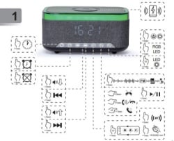 Gembird DAC-SPKBT-QC15-BK  Digitalni sat+alarm sa bezicnim punjenjem telefona 15W i zvucnikom, FM, BT-6