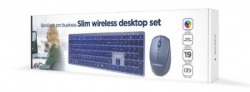 Gembird KBS-ECLIPSE-M500 backlight pro business slim wireless desktop set, US layout, black - Img 2