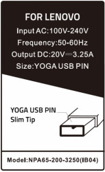 Gembird punjac za laptop 65W-20V-3.25A, USB PIN Yellow (810 Alt=IB08) NPA65-200-3250 (IB04) ** - Img 2