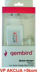 Gembird QC3.0 brzi punjac +type C USB kabl,18W 3.6-6.5V/3A, 6.5V-9V/2A, 9V-12V/1.5A(343) NPA-AC36 ** - Img 3