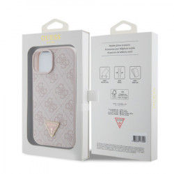 Gues maska za iPhone 15 leather 4G triangle strass pink ( GUHCP15SP4TDPP ) - Img 4