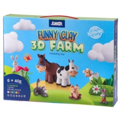 Junior funny clay masa za oblikovanje sa 3d kalupima miks farma ( 130777 )