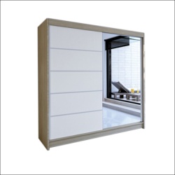 Klizni plakar Nobilis Sonoma/Belo sa ogledalom 1800x2150x580 mm (830-202)