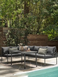 Lounge ugaona garnitura za 6 osoba crna -6