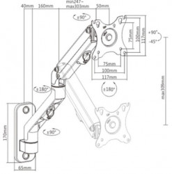 MA-WA1-02 Gembird Podesivi zidni drzac za monitor,tilt, 13-27 max.7kg - Img 3