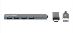 Manhattan 181006 4xUSB-A 3.2/5Gbps/Crni USB-C/USB-A HUB 4port -3